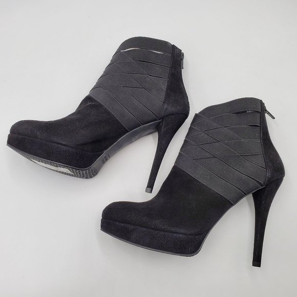 Stuart Weitzman - Black Suede Platform Booties - Picture 9 of 16